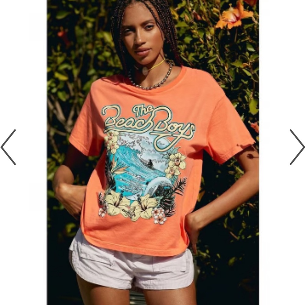 Daydreamer The Beach Boys Surfs Up Boyfriend Tee Orange - Picture 2 of 7